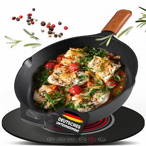 Пательня-гриль BBQ Ben Чавунна Індукційна Вогнетривка - Смачні Смажені Ароматизатори & Хрустка Кірка, Чавунна Пательня-гриль, Чавунна Пательня, Жаростійка Пательня, Антипригарна Пательня, Чавунна Пательня-гриль (26 см) - Фото 1