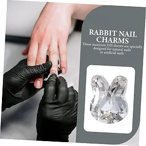 Украшение для ногтей Кролик WOONEKY 20 шт. 3D Подвеска для ногтей со стразами Серебряные бусины для DIY маникюра synthetic.ua - Фото 1