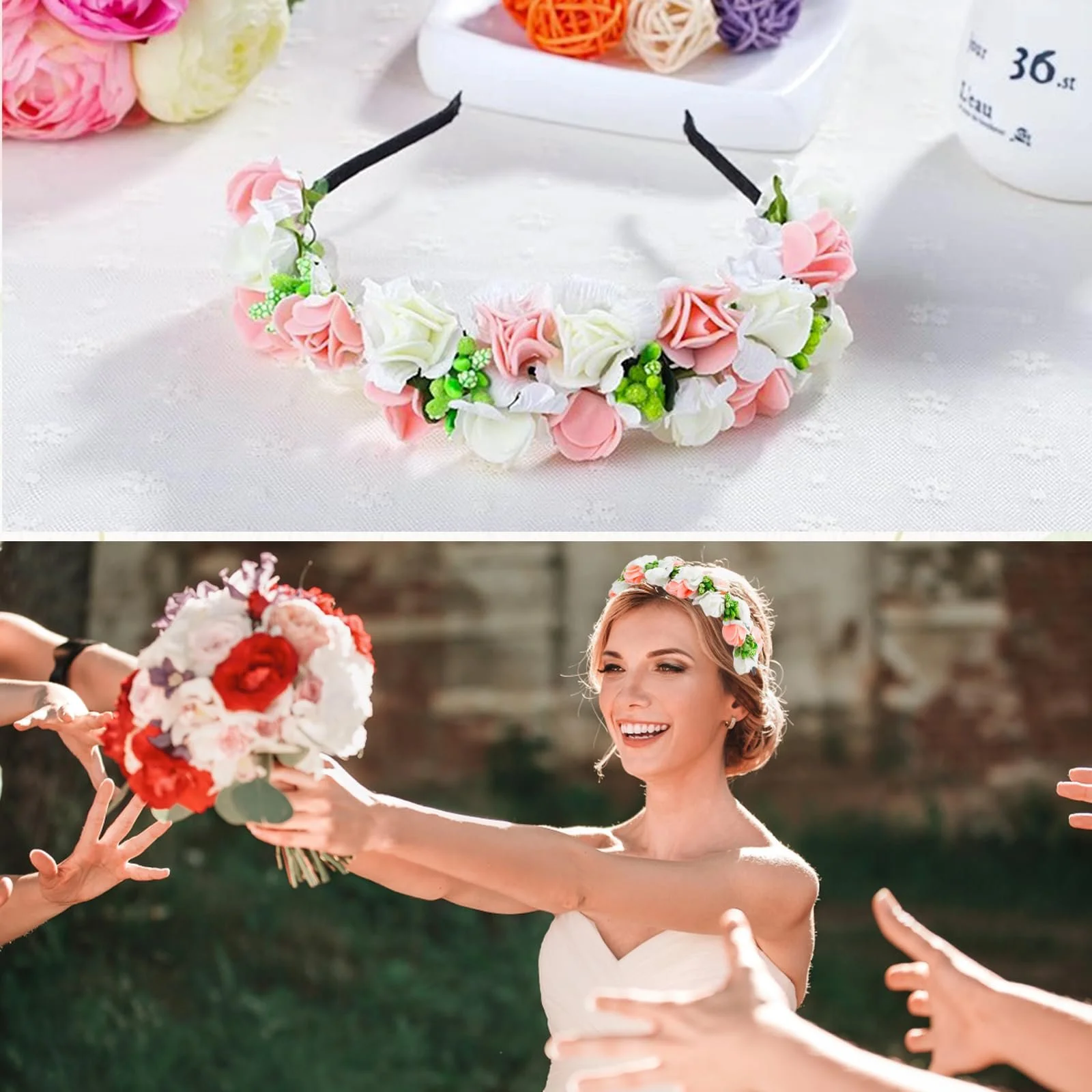 Обруч для волосся з квітами для жінок та дівчат, фото №7