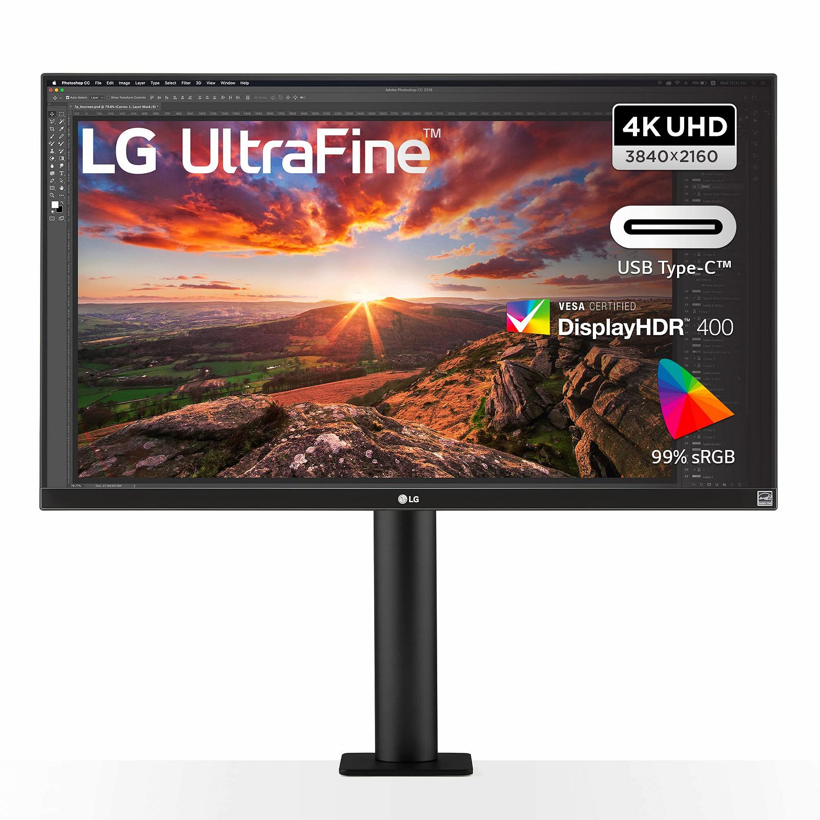 Монітор LG Ultrafine Ergo 27UN880-B 68.4 см, 4K UHD, IPS, Ергономічна Підставка, Чорний, фото №1