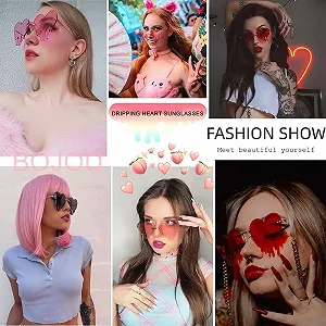 Сонцезахисні Окуляри Серцеподібні Без Обрамлення Dollger Металеві UV 400 (Melting Heart Sunglasses) synthetic.ua - Фото 1