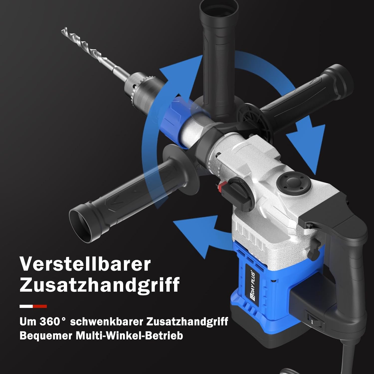 Электрический долбежный молоток 1500 Вт дрель 6 Дж SDS-Plus отбойный молоток многофункциональный электрический молоток дрель 0-800 об/мин переменная скорость с 360° вращающейся рукояткой, фото №4 Электрический долбежный молоток 1500 Вт дрель 6 Дж SDS-Plus отбойный молоток многофункциональный электрический молоток дрель 0-800 об/мин переменная скорость с 360° вращающейся рукояткой, фото №4