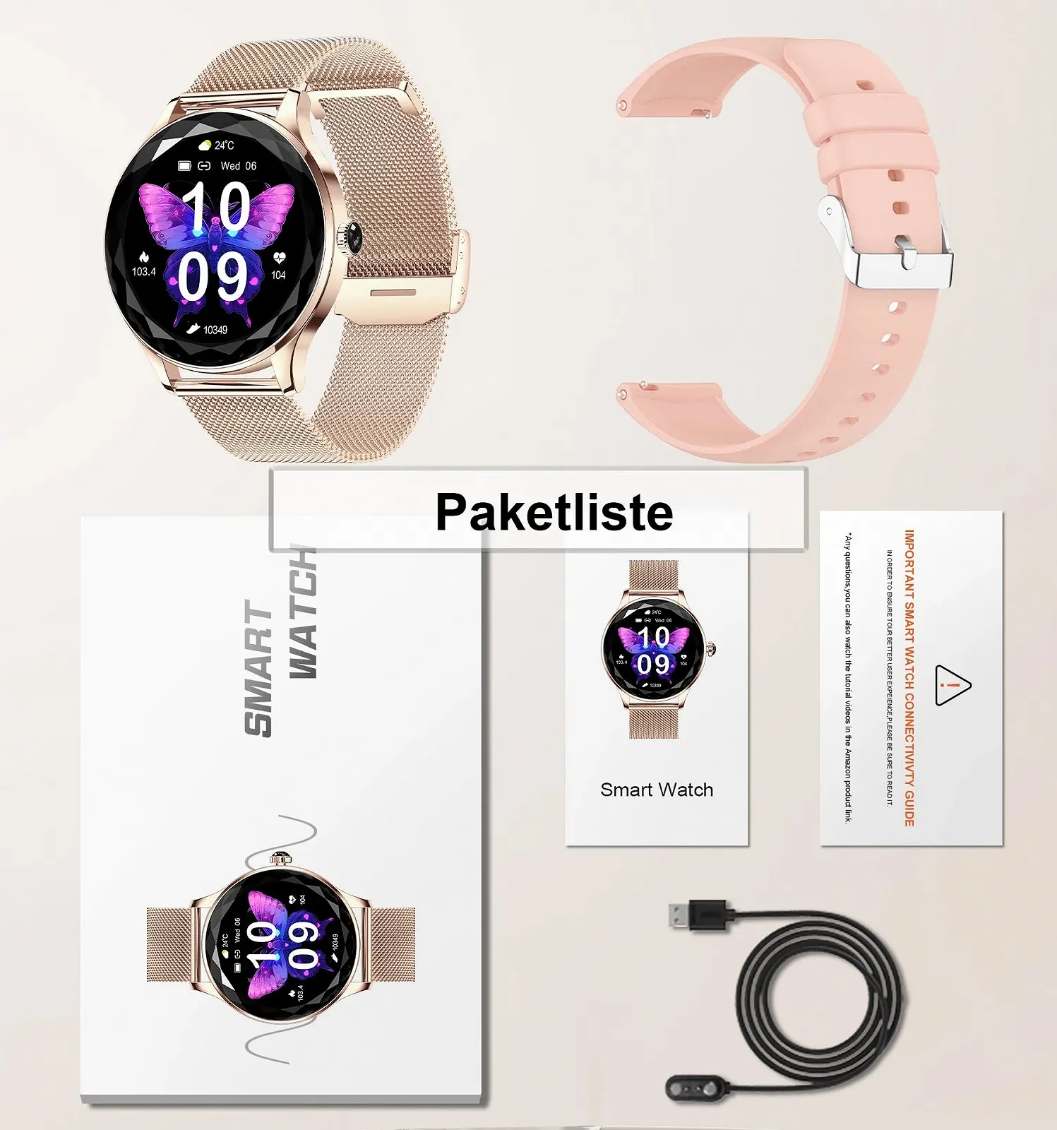 Смартгодинник BOCLOUD для жінок та чоловіків, для iPhone та Android, IP68 водонепроникний, з вимірюванням кисню в крові / пульсу / моніторингом сну, фото №7