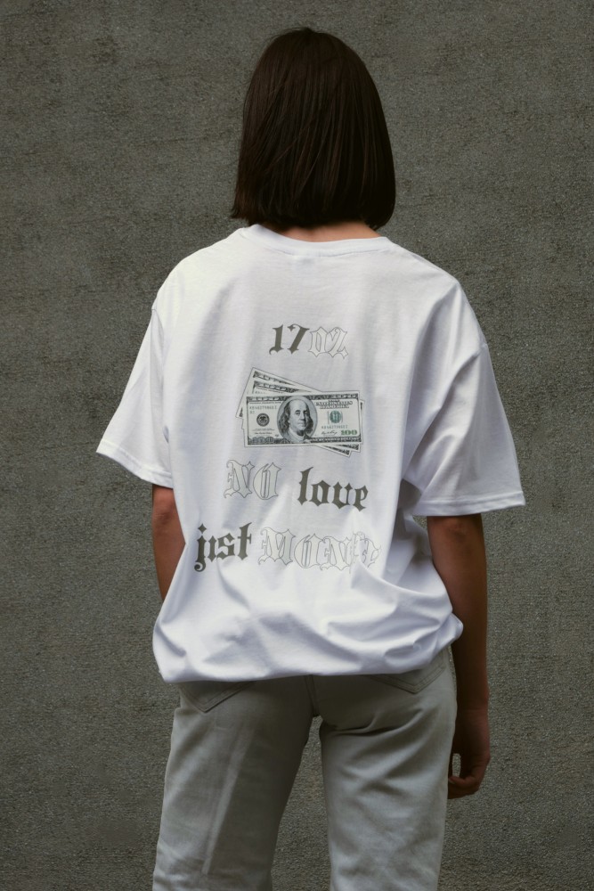 Оверсайз футболка з принтом Without dollar white, фото №5