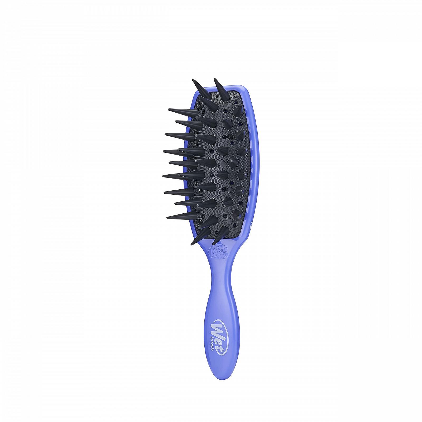 Щітка WetBrush Custom Care Treatment для рівномірного розподілу продукту, допомагає зменшити випадіння та ламкість волосся з додатковими дренажними отворами, фіолетова, фото №3