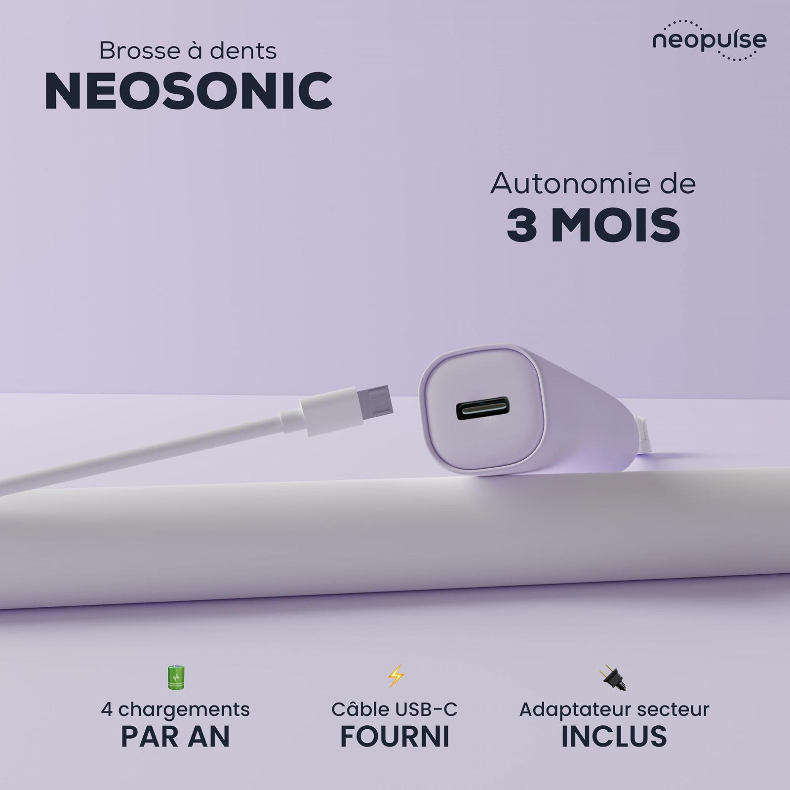 Звукова електрична зубна щітка Neosonic NEOPULSE 15 режимів Purple, фото №4