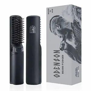 Выпрямитель для бороды Odenson Beard Forger Беспроводная щетка с подогревом 4 уровня температуры FaceSafe USB-C Черный - Фото 1