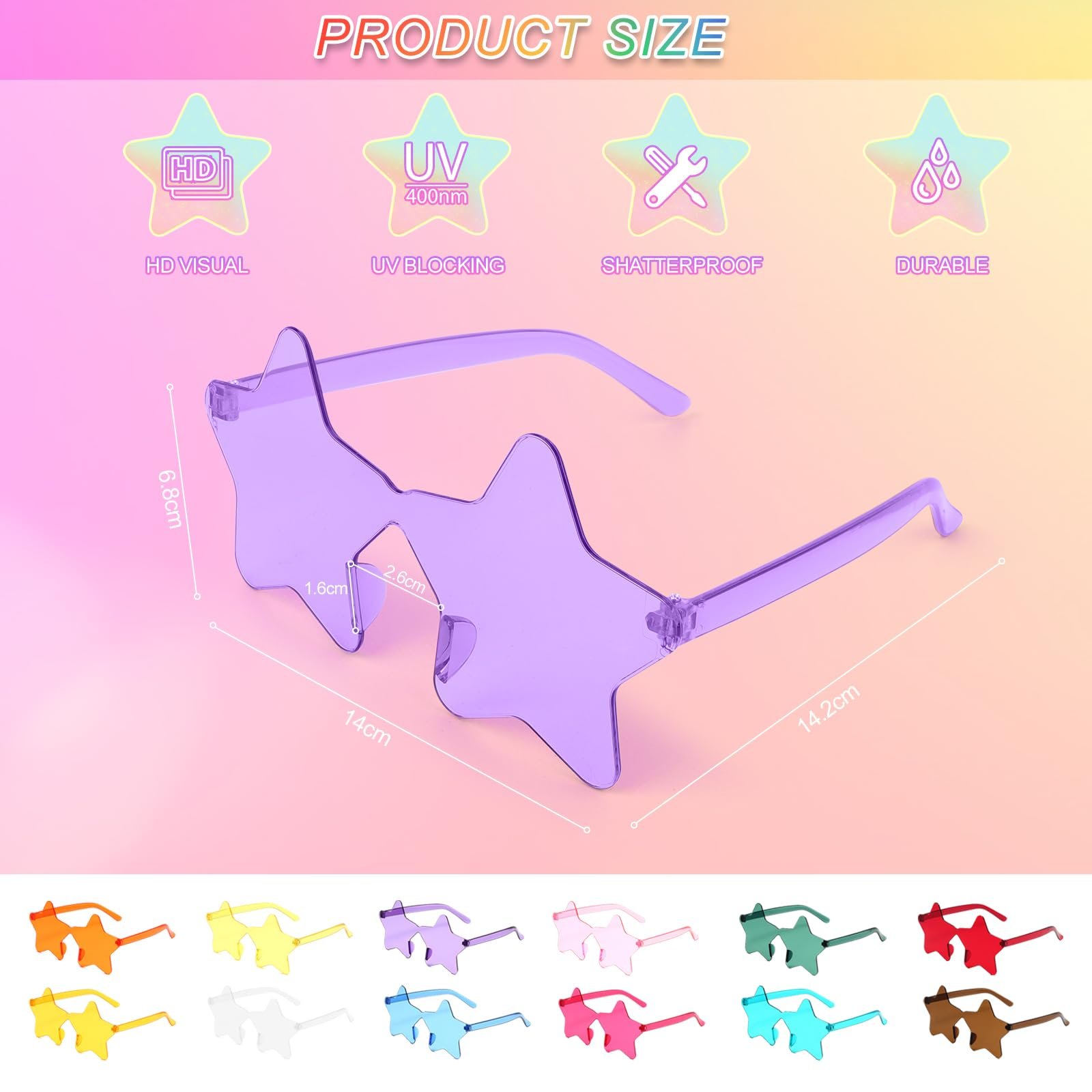 Окуляри Без оправи MXTIMWAN Pentagram, 12 шт, у формі зірки, фото №2