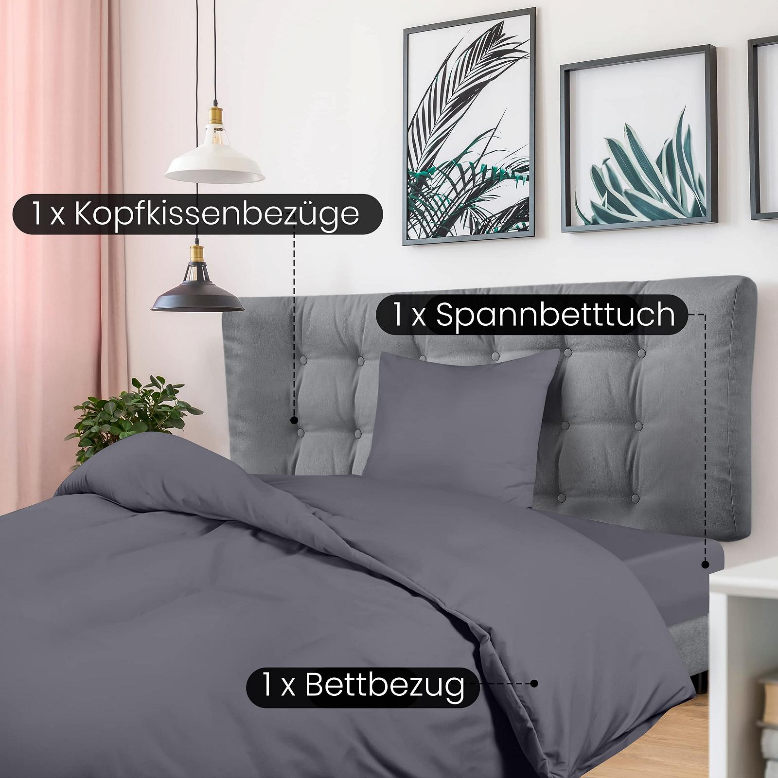 Комплект постільної білизни Utopia Bedding з 3 предметів, мікрофібра, 135 x 200 см, 90 x 200 см, 80 x 80 см, сірий, фото №2