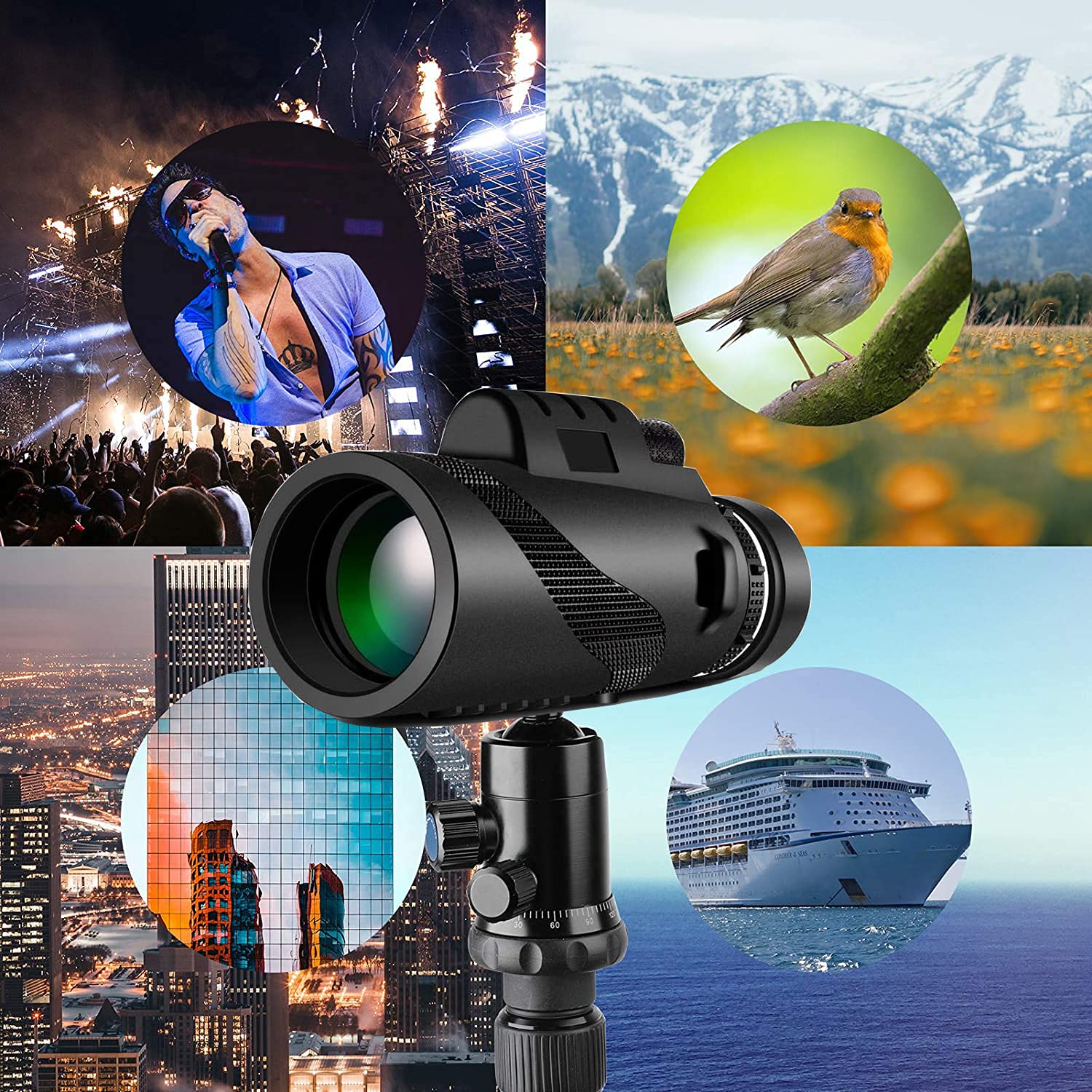 Монокуляр Telescope 80x100 Високопотужний HD з тримачем для смартфона та штативом Водонепроникний, фото №5