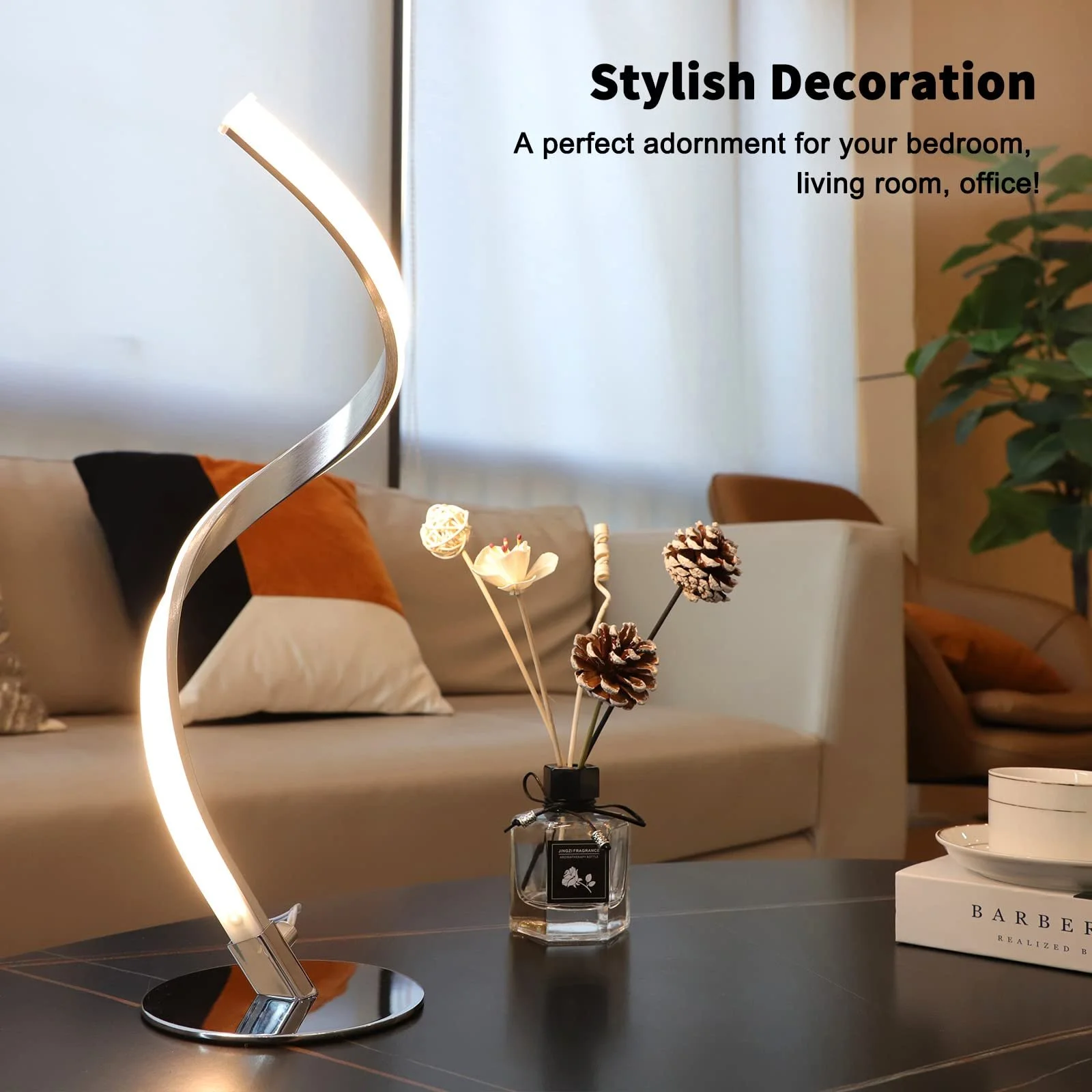 Настільні лампи LED комплект 2 шт. спіральні димовані сенсорне управління S-подібні металеві 3000 K - 5000 K, фото №6