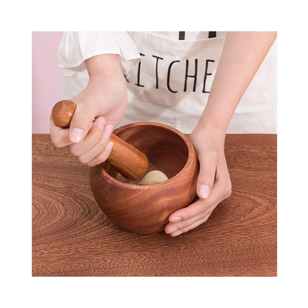 Ступка і товкачик Деревʼяна ручна часникодавка Побутова, фото №5