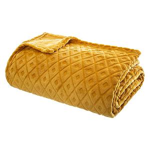 Плед Atmosphera Фланель 3D Diamond Жовто-гірчичний 180 x 230 см - охра - Фото 1