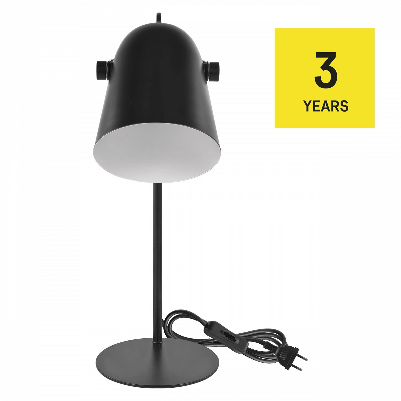 Настольная лампа EMOS Nina металлическая цоколь E27 кабель 150 см с евровилкой без лампочки Черная, фото №5