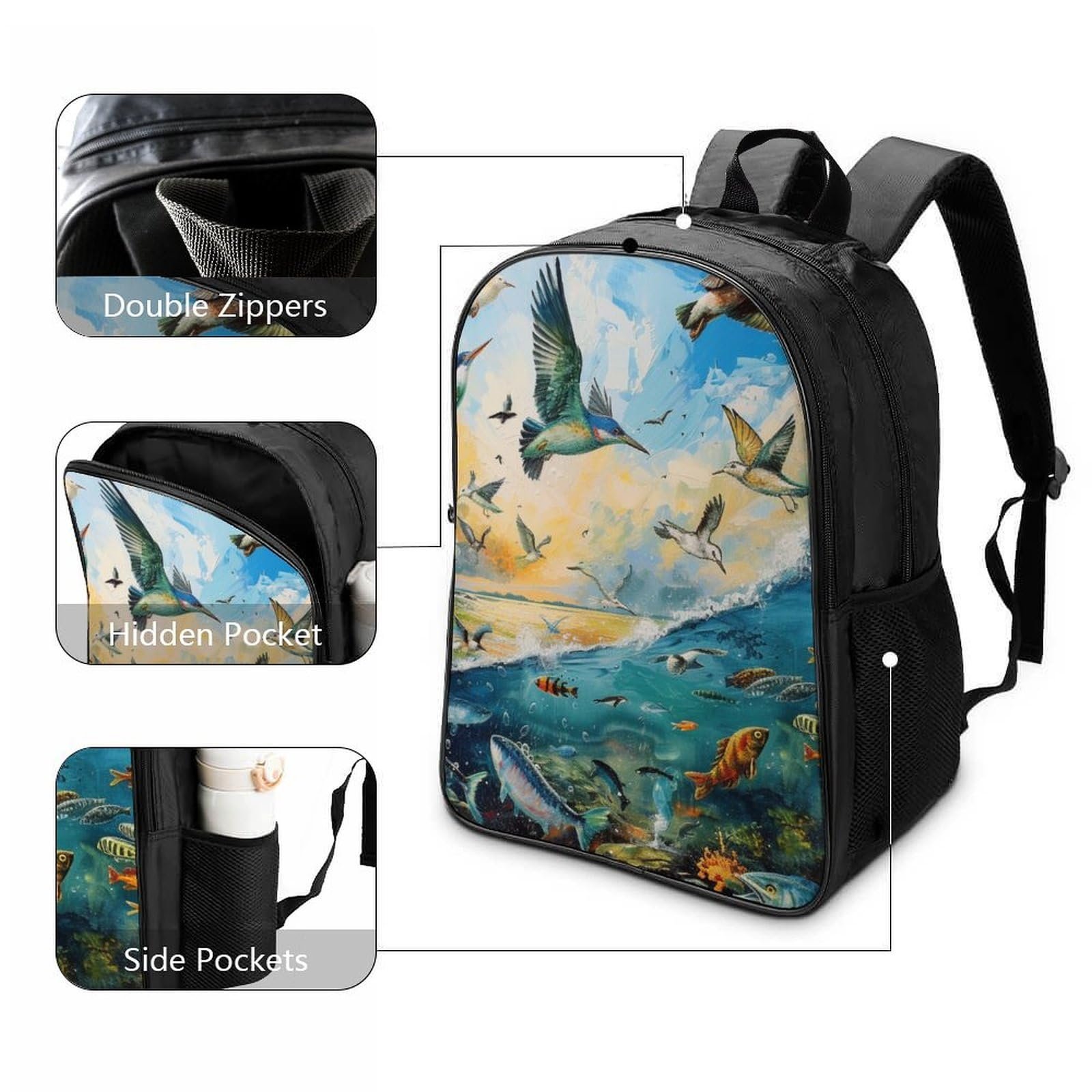 Шкільний рюкзак RSIUUODNF Bird Paradise 40x28x16см, фото №3