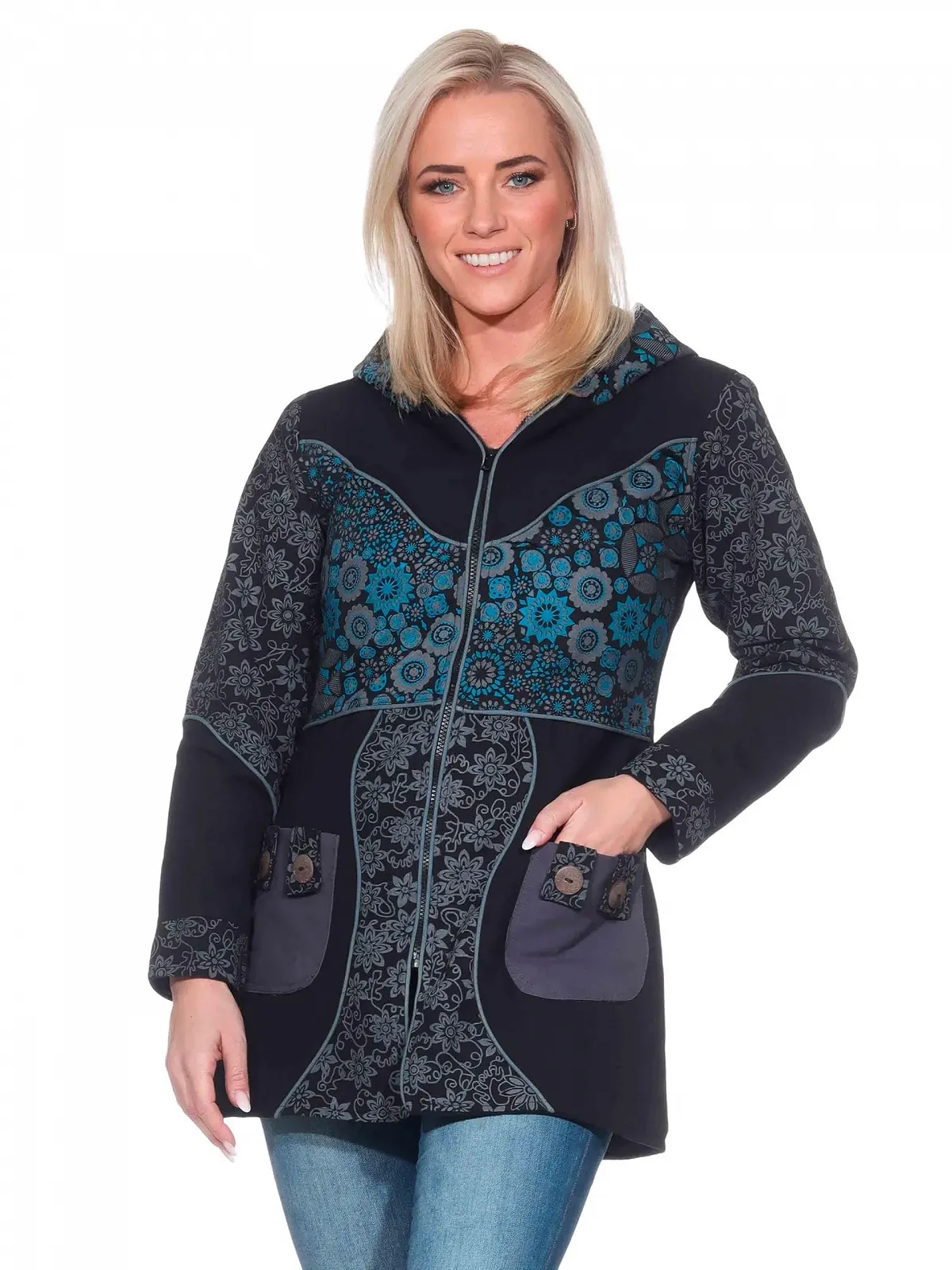 Куртка Kunst und Magie З капюшоном Квітковий Бавовна, фото №3