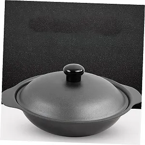 Кастрюля чавунная с крышкой маленькая эмалированная желтая synthetic.ua - Фото 1