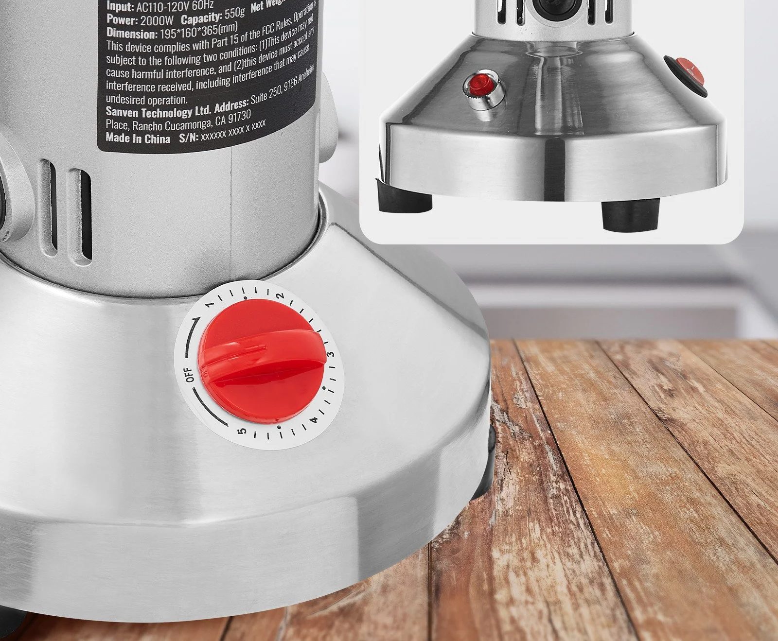 Универсальная электрическая мельница VEVOR HC-750/ 2000W / 750 г / Нержавеющая сталь / Для сухих ингредиентов / Серебряная, фото №3 Универсальная электрическая мельница VEVOR HC-750/ 2000W / 750 г / Нержавеющая сталь / Для сухих ингредиентов / Серебряная, фото №3