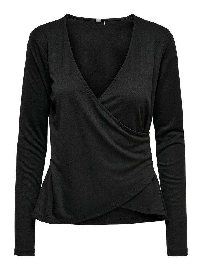 Топ із запахом ONPNORI LS WRAP TOP 15236598- Only Play Чорний S, фото №1