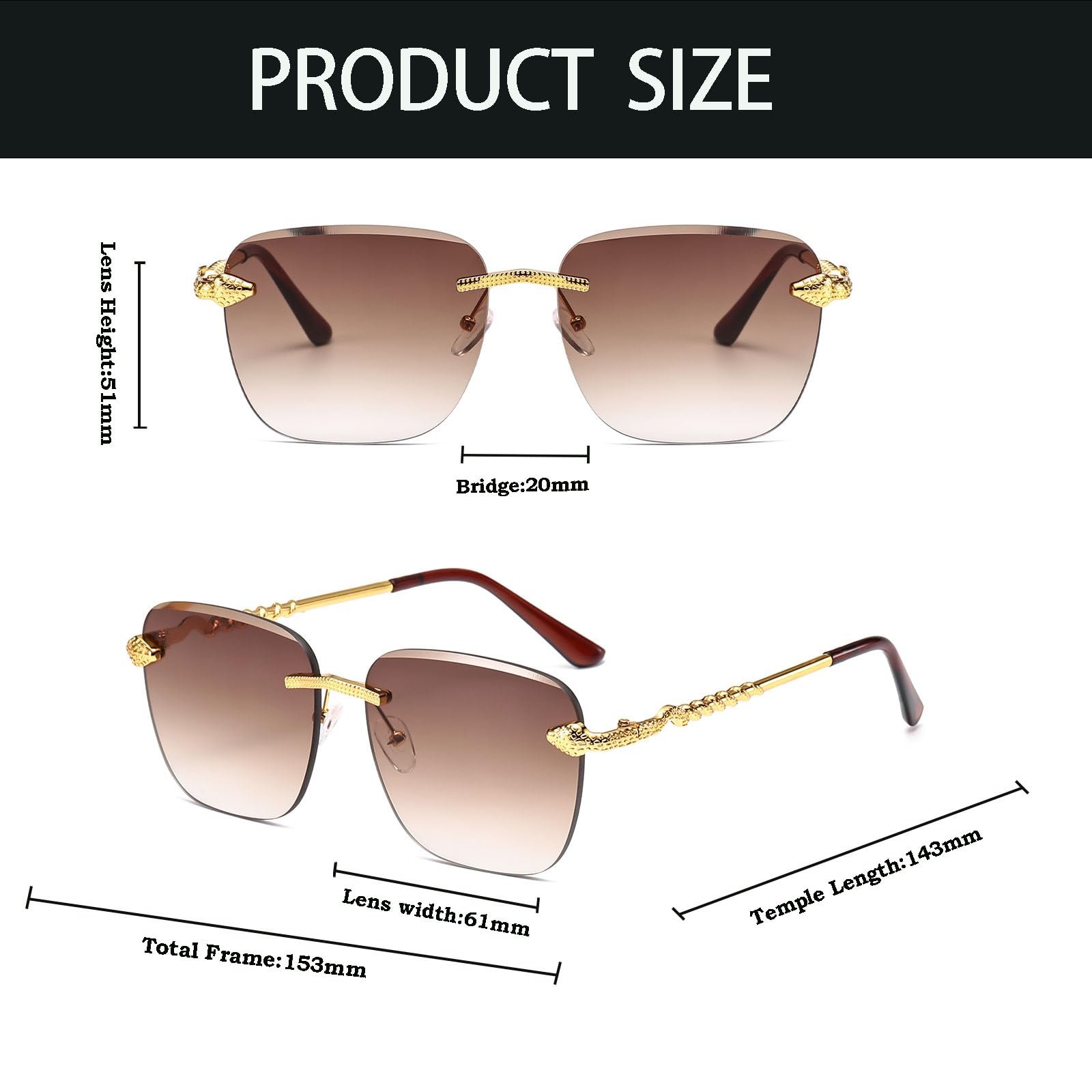 Сонцезахисні окуляри Квадратні Вінтажні YAMEIZE Метал Без оправи UV400, фото №3