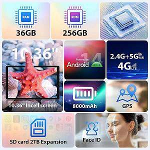 Планшет 10.4'' Full HD LEVIRTU P107-EEA 12+24/256Gb 4G 2-SIM 8 ядер Android 14 8000 мАч Серый synthetic.ua - Фото 1