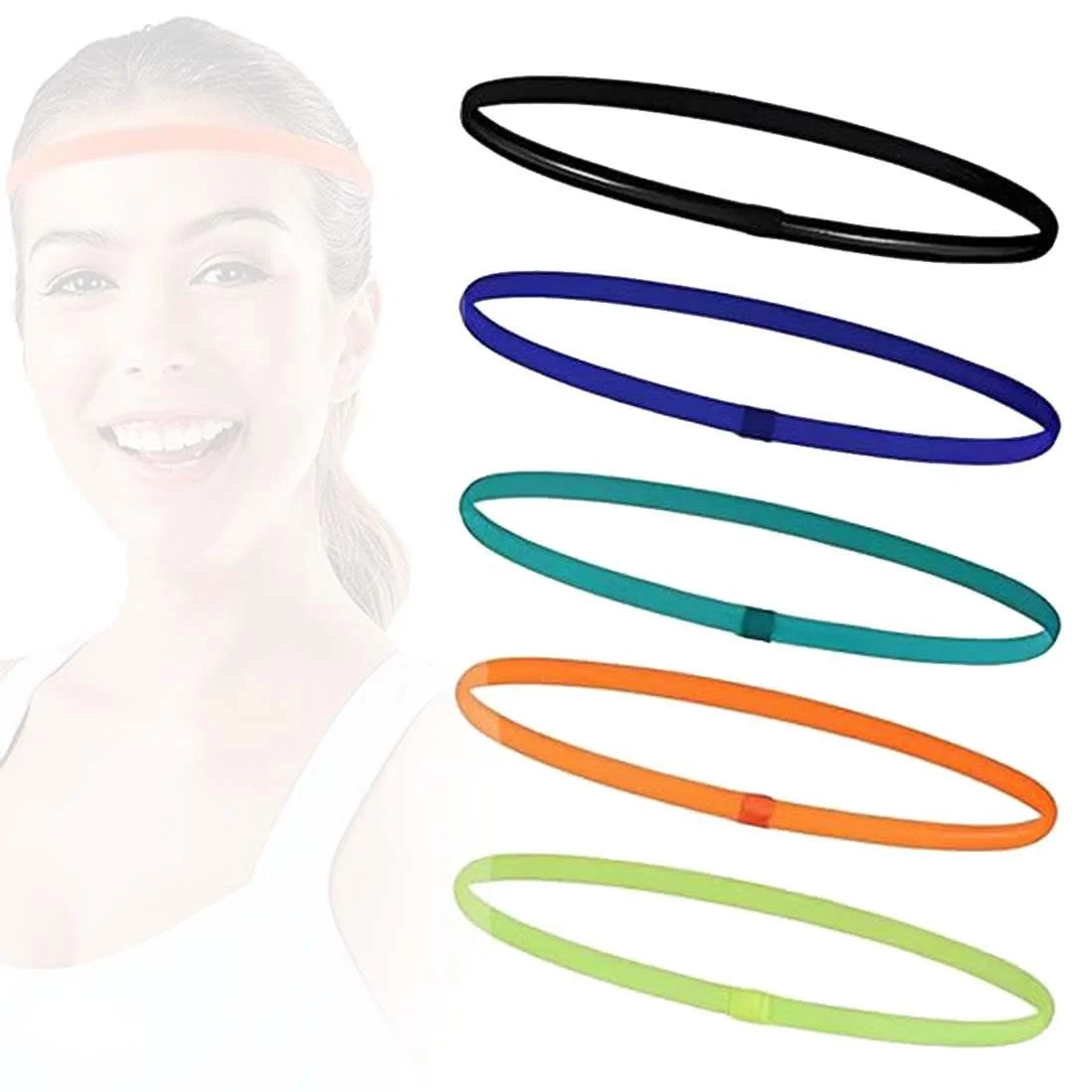 Набір з 5 еластичних пов'язок для волосся для дівчат, спортивна, фото №1