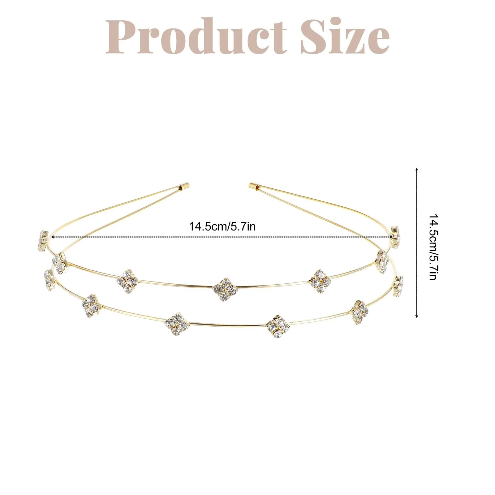 Обруч Золотистий з кристалами, фото №6