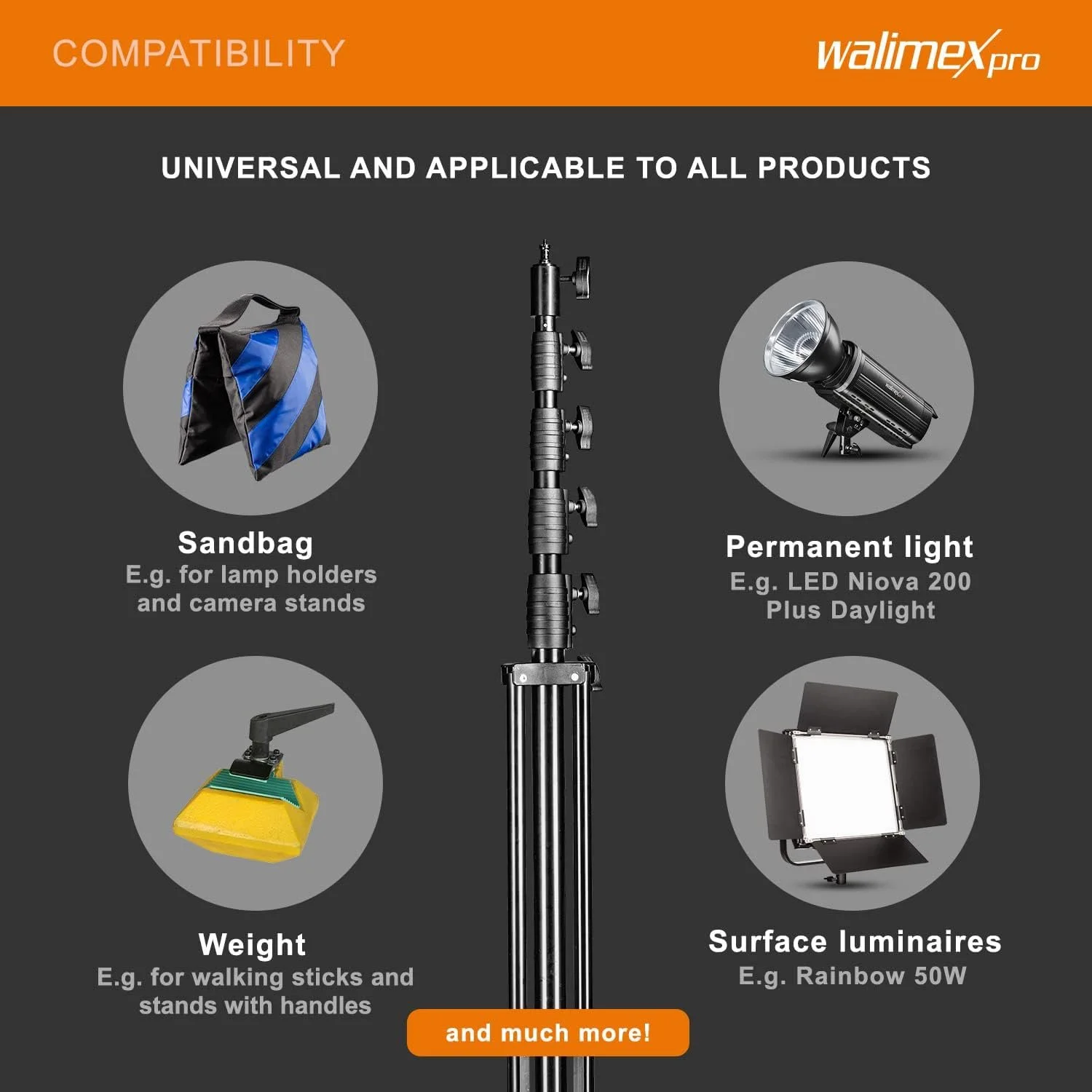 Стійка для освітлення Walimex pro AIR Jumbo 600 Чорна, фото №3 Стійка для освітлення Walimex pro AIR Jumbo 600 Чорна, фото №3