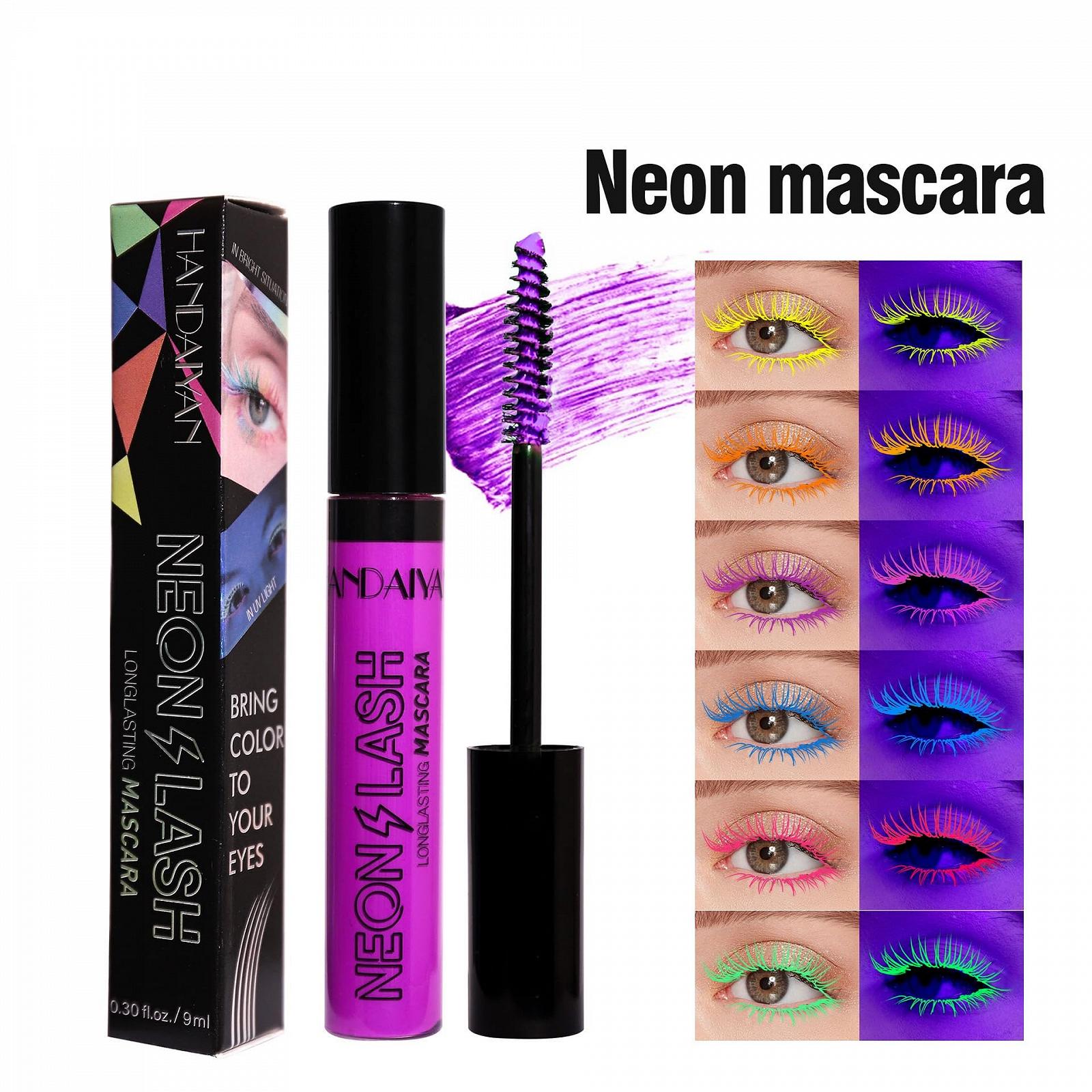туш для вій UV Glow кольорова 4D Lash 6 кольорів, довготривала, стійка до розмазування, об'ємна та чарівна Оранжевий, фото №3