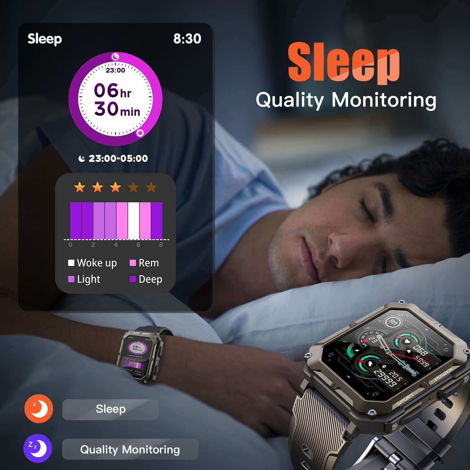 Умные часы RAHK The Indestructible Smart Watch для мужчин Черный, фото №5