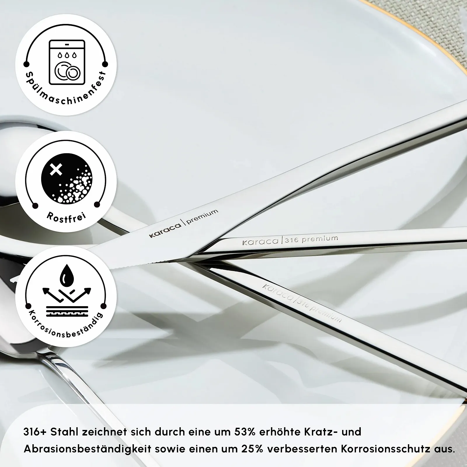 Набор столовых приборов Karaca Look, 84 предмета на 12 персон с премиальной коробкой 316+, сталь 18/10, фото №7 Набор столовых приборов Karaca Look, 84 предмета на 12 персон с премиальной коробкой 316+, сталь 18/10, фото №7