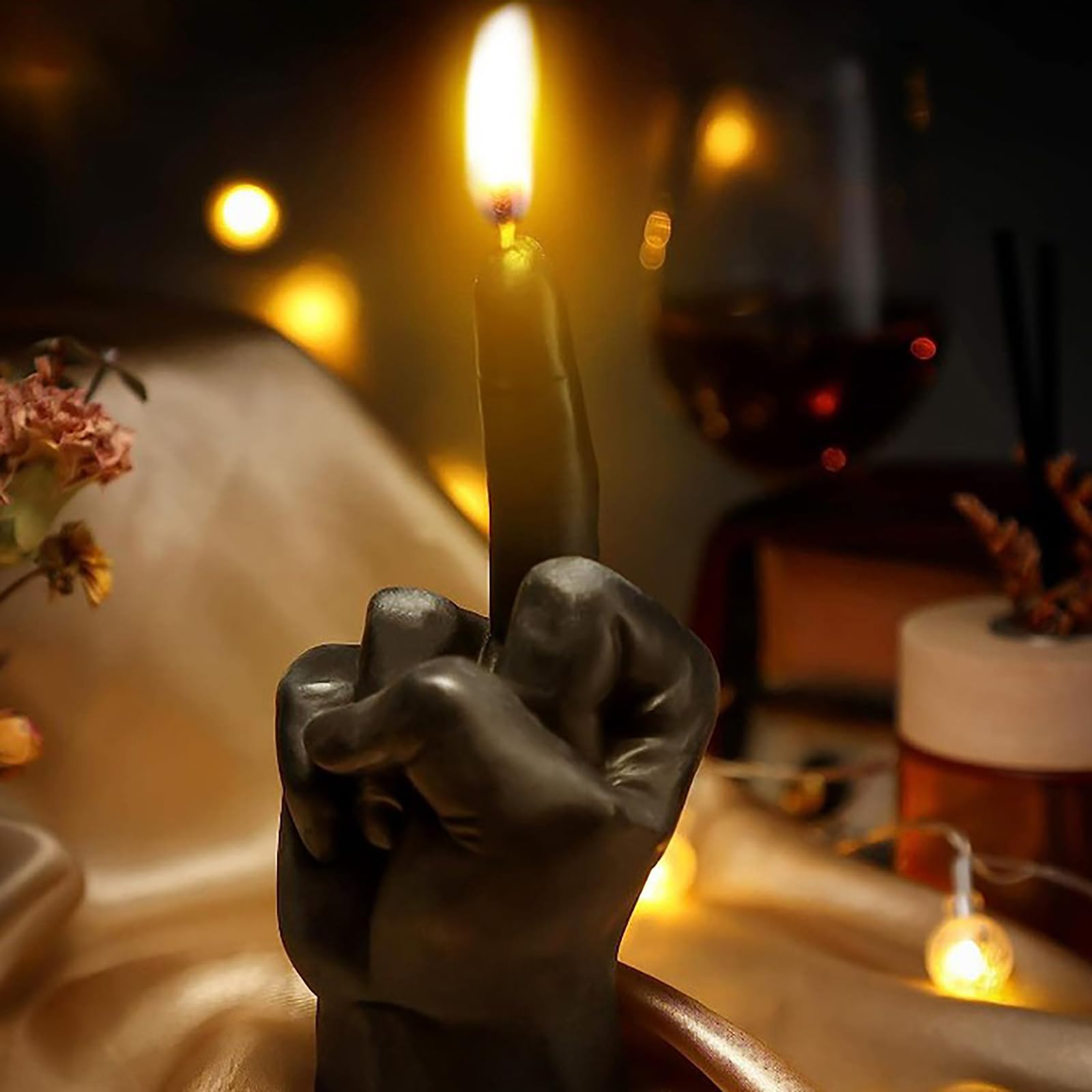 Свічка Aromatherapy Hand Gesture Shaped Candle Natural Soy Wax Pine Middle Finger Candle Danish Pastel, фото №2