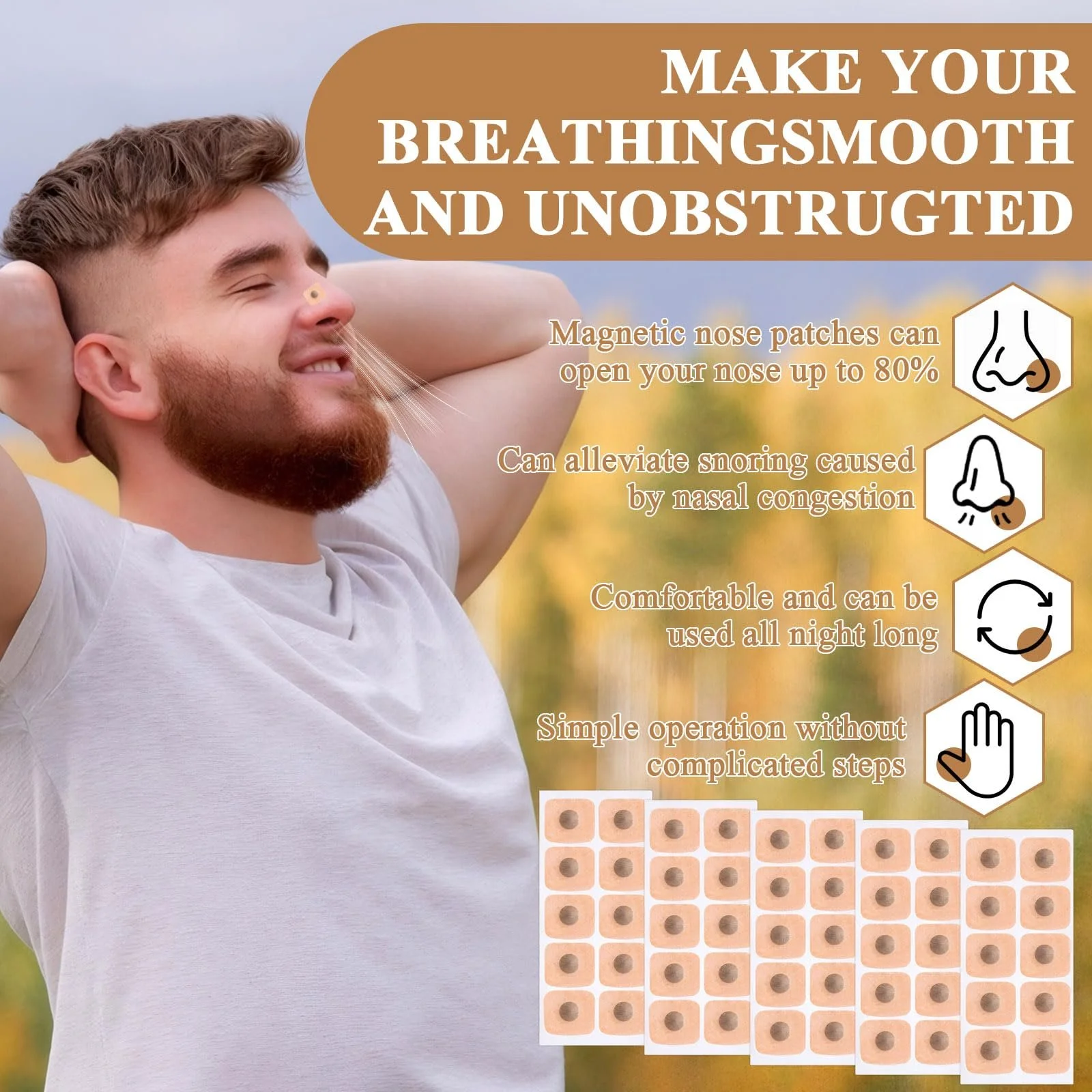 Смужки на ніс для інгаляцій 200 шт Магнітні, змінні, фото №2