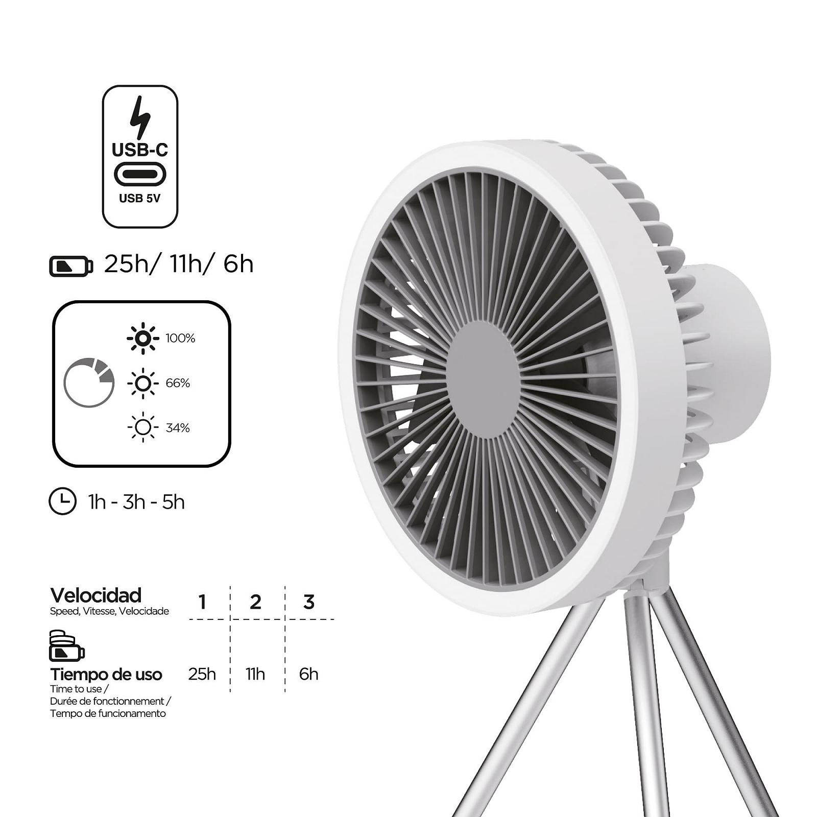 Вентилятор Настольный Wonderlamp портативный, 5.5 Вт, с LED подсветкой, белый, фото №2