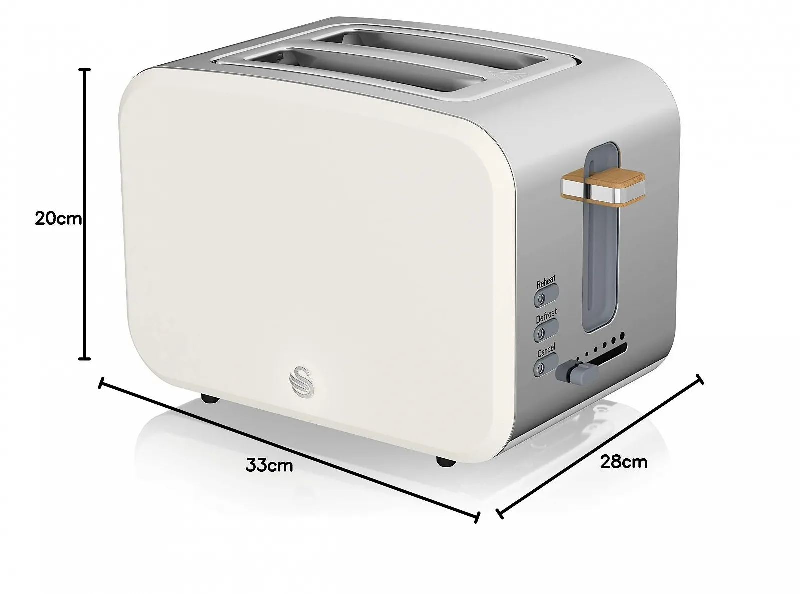 Тостер Swan Nordic 2-Slice Wide Slot Нержавіюча сталь Білий матовий, фото №3