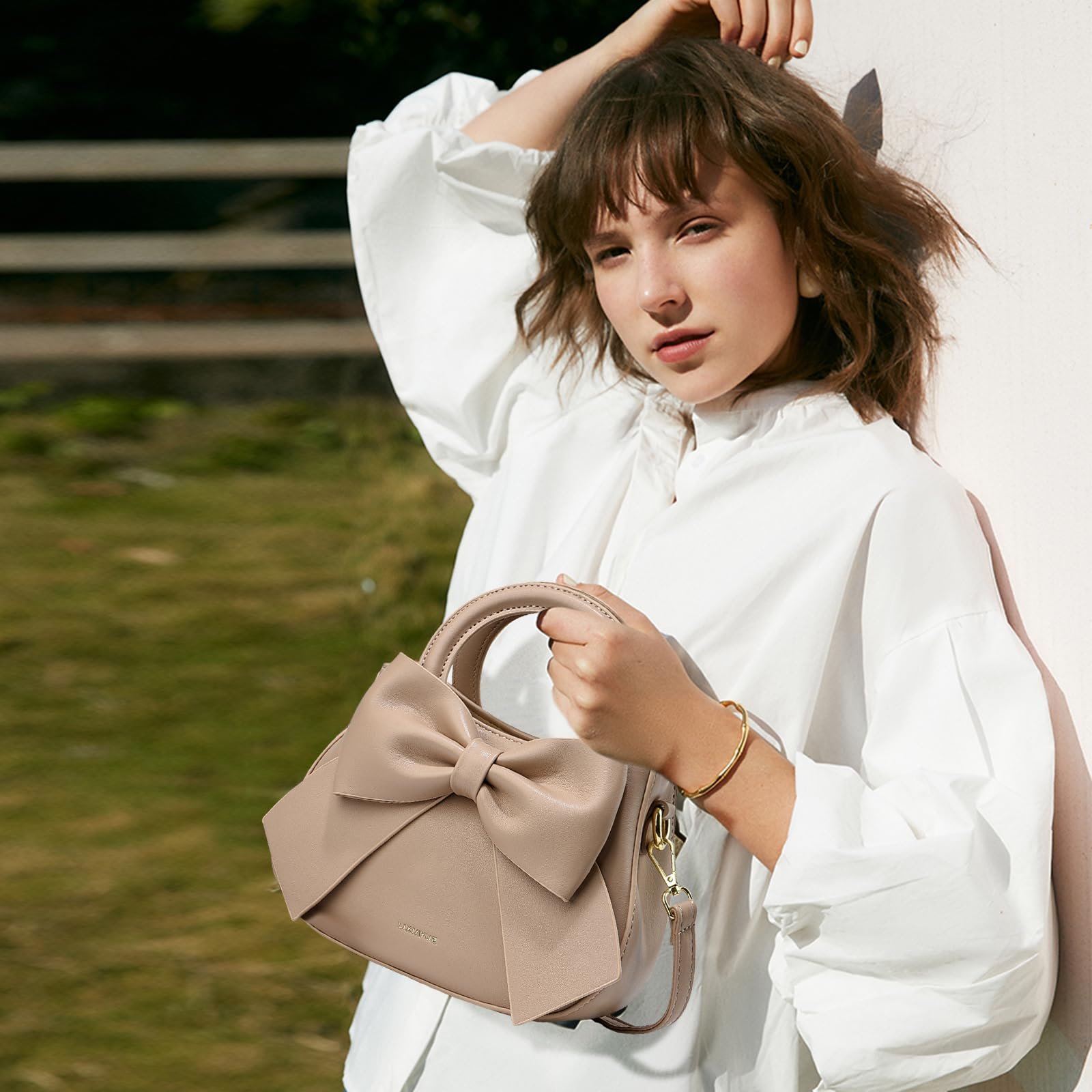 Сумка на плече NICOLE & DORIS Жіноча маленька сумочка з ручкою-бантом PU Шкіряна мила сумка на плече Дівоча сумка через плече Сумка-саквояж, фото №2 Сумка на плече NICOLE & DORIS Жіноча маленька сумочка з ручкою-бантом PU Шкіряна мила сумка на плече Дівоча сумка через плече Сумка-саквояж, фото №2