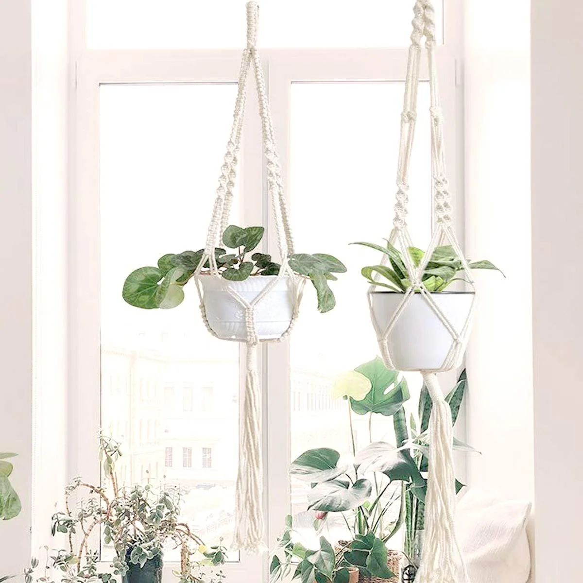 Подвес для растений макраме набор 2 шт 105 см белый, фото №3