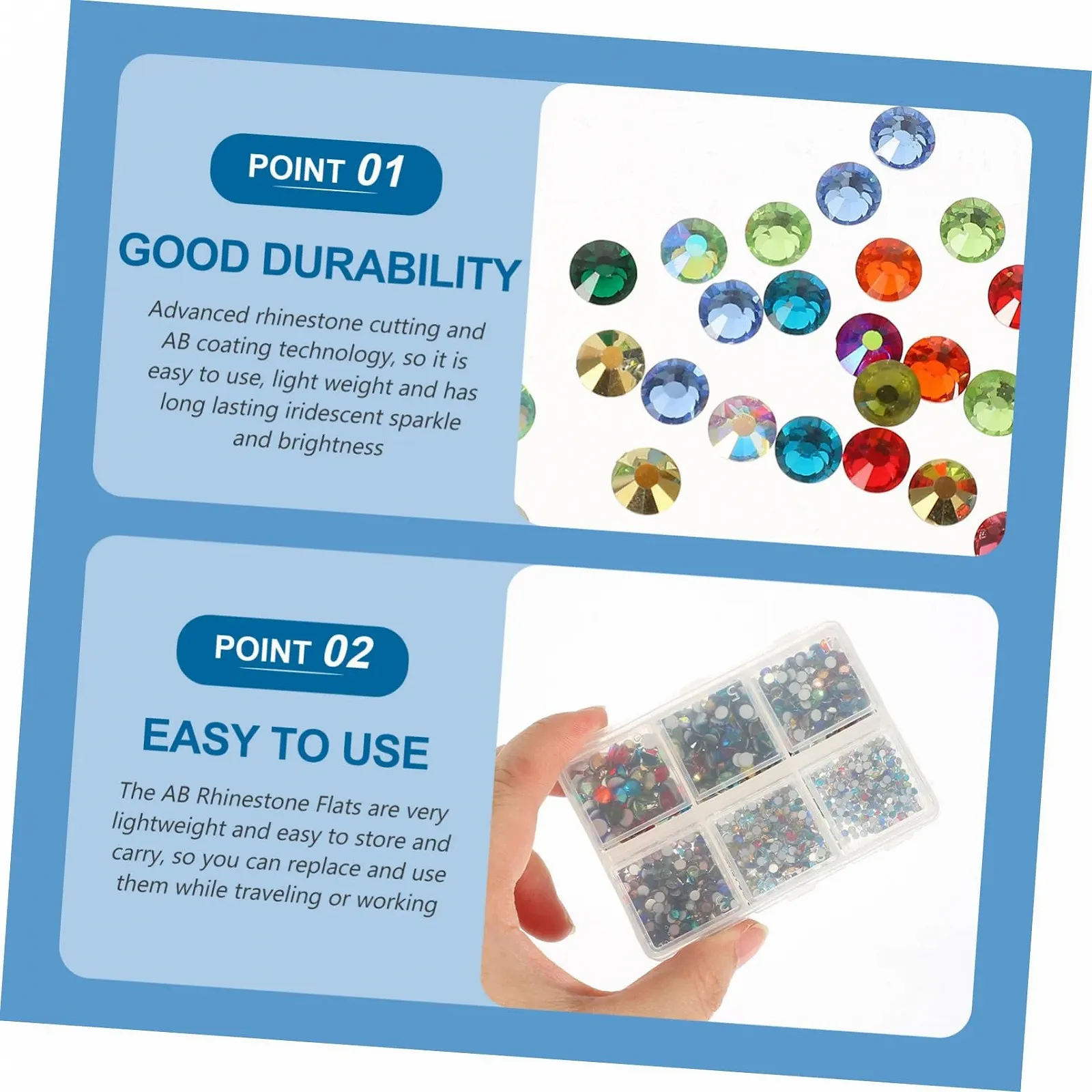 Стразы Плоские Healvian 3 Набора Аксессуары для ногтей со стразами Набор аппликаций Ювелирные наборы Черные кристаллы Маникюр Стеклянные косметические украшения, фото №5