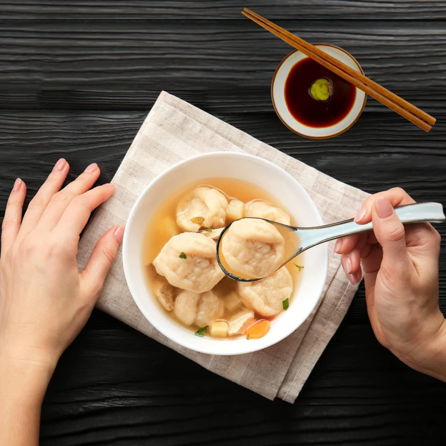 Ложка для супа 4 шт Японские и корейские ложки для супа с изогнутой ручкой Керамическая ложка для риса в китайском стиле Ложка для супа для фо, вонтонов, лапши, фото №5