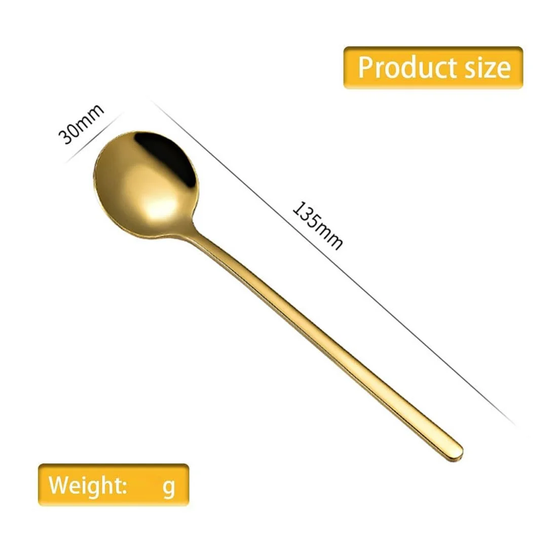 Набір кавових ложок Gold, 12 штук, 13 см, фото №2