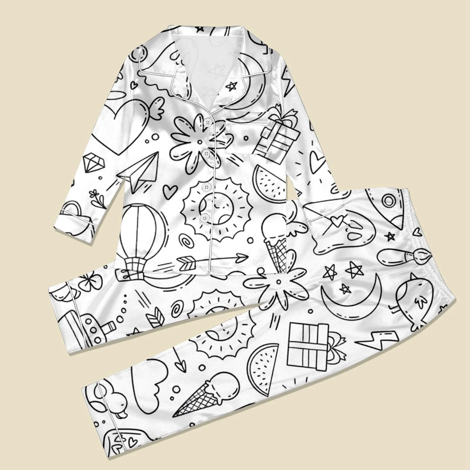 Дитяча піжама для розфарбовування з мультяшним принтом Білий, фото №6 Дитяча піжама для розфарбовування з мультяшним принтом Білий, фото №6