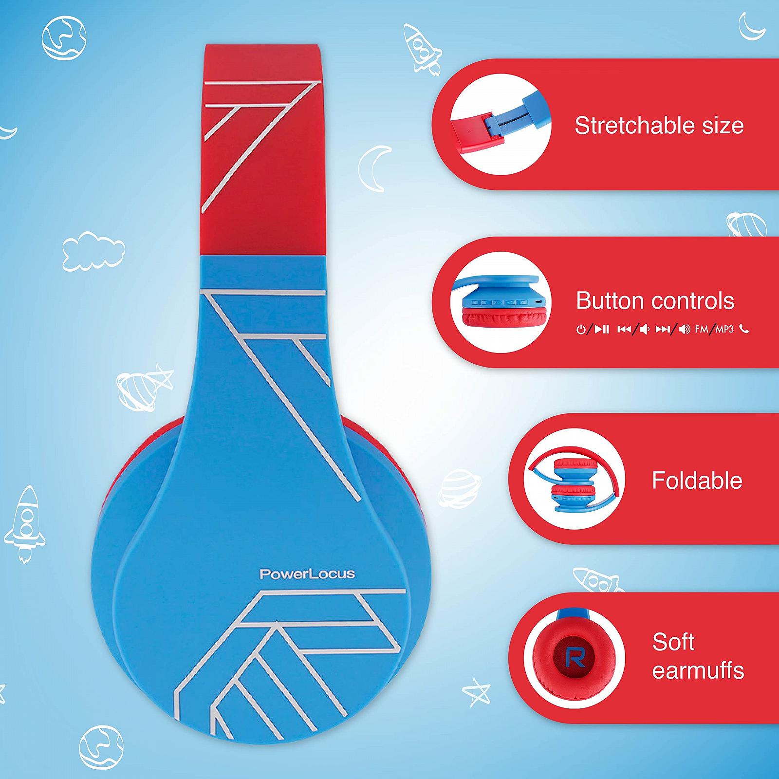 Навушники PowerLocus Over-Ear Children's Bluetooth 5.3 Micro SD 85 дБ Білі, фото №2