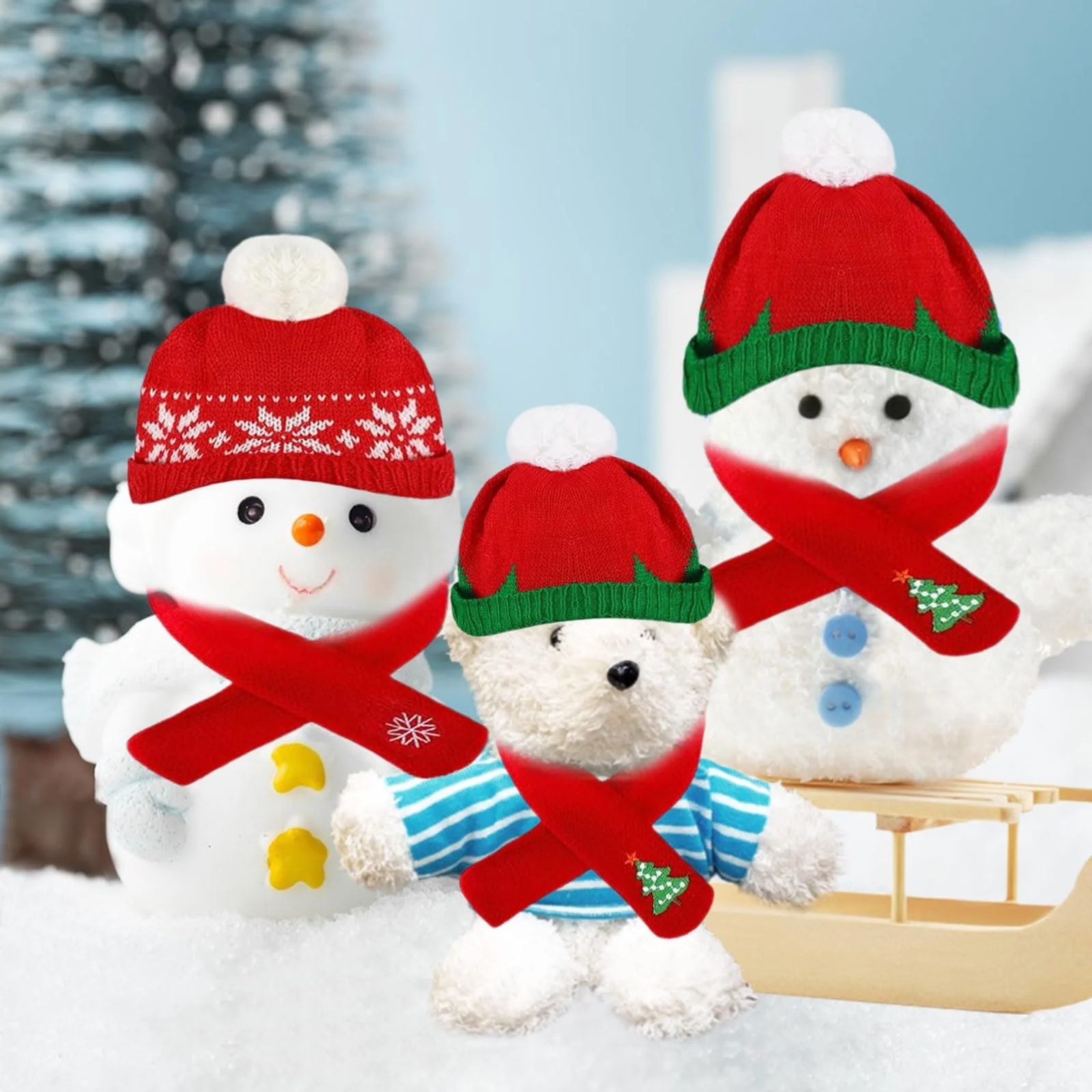 Набір лялькового одягу A Різдвяні шапочки та шарфи для ляльок 4 шт., фото №7 Набір лялькового одягу A Різдвяні шапочки та шарфи для ляльок 4 шт., фото №7