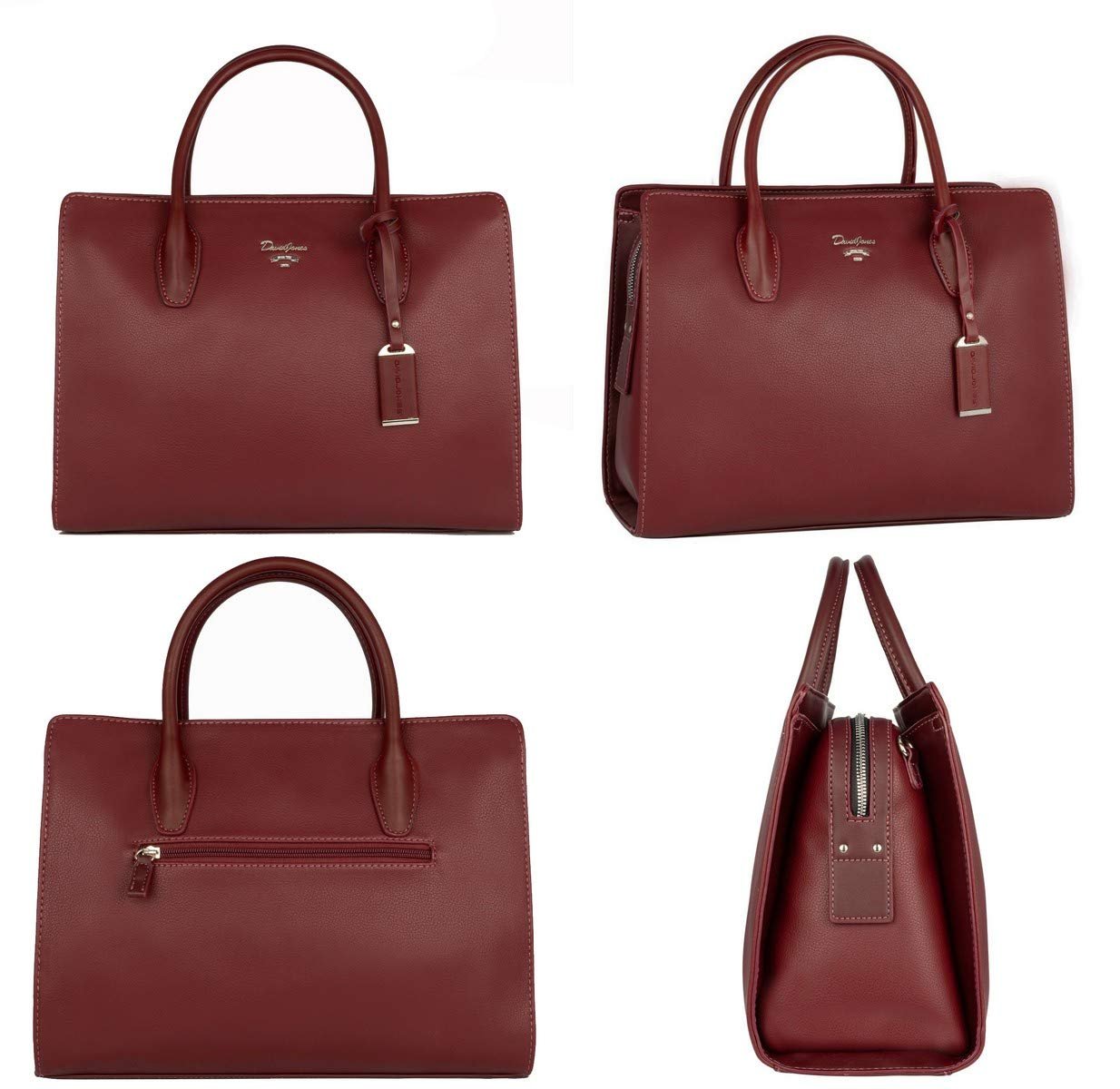 Сумка с ручками David Jones Большая Тоут Шоппер из искусственной кожи Много отделений Много карманов на молнии Красная, фото №5