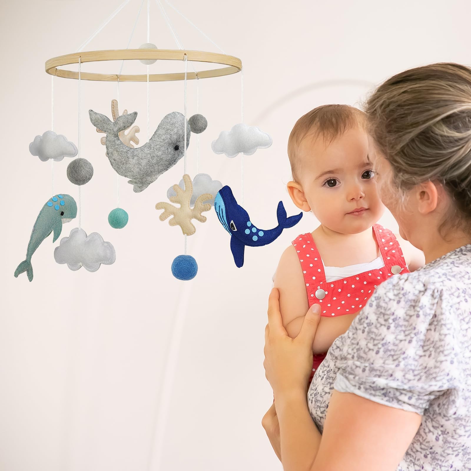 Мобіль TROYSINC Фетрові Кити Корали Мобіль Дитячий Дерев'яні Морські Елементи Вішається Дзвіночок Вітряний Мобіль Ліжечко Дитячий Для Дівчаток Подарунок для Новонародженого (A), фото №5 Мобіль TROYSINC Фетрові Кити Корали Мобіль Дитячий Дерев'яні Морські Елементи Вішається Дзвіночок Вітряний Мобіль Ліжечко Дитячий Для Дівчаток Подарунок для Новонародженого (A), фото №5