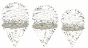 Купить Настенные корзины DARO DEKO набор из 3 шт. ротанг белые - Фото 1 Настенные корзины DARO DEKO набор из 3 шт. ротанг белые - Фото 1