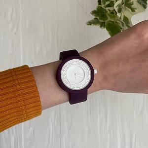 Женские силиконовые часы-конструктор actimer бордовый ремешок циферблат ring stone synthetic.ua - Фото 1