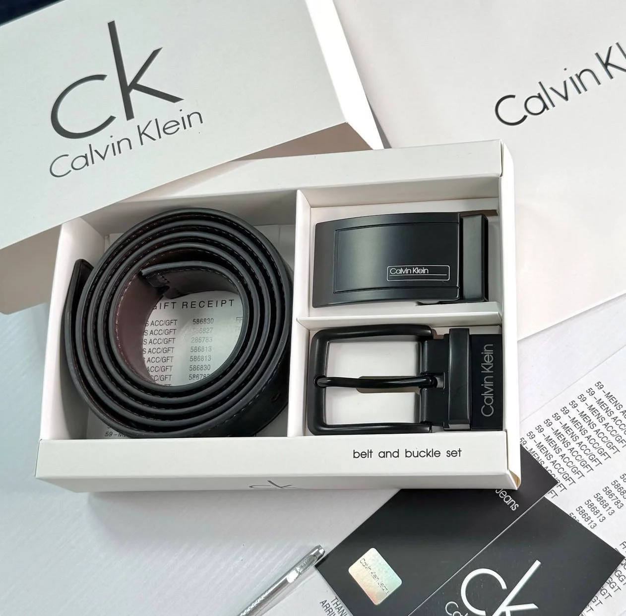 Шкіряний ремінь Calvin Klein подарунковий набір для чоловіка, фото №1