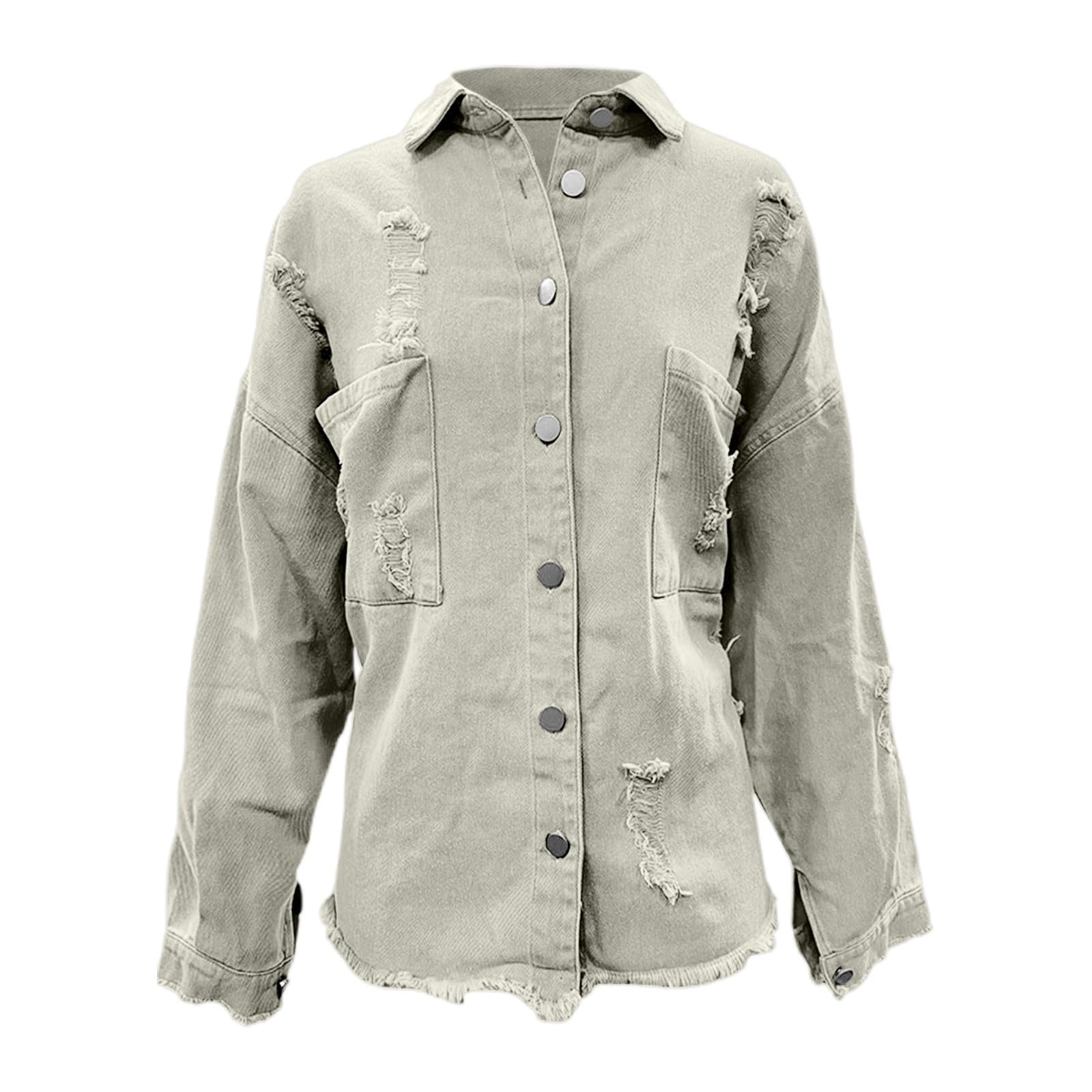 Джинсова куртка Generisch Жіноча Oversize Верхній одяг Authentics Джинсова куртка Жіноча Довгий рукав Коротка джинсова куртка з кишенею, фото №5