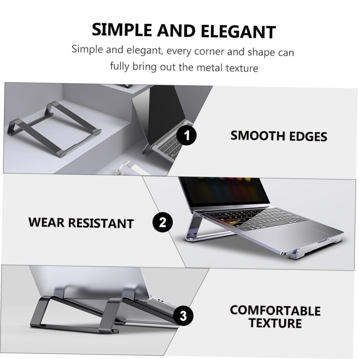Підставка для ноутбука Tofficu з алюмінієвого сплаву, порожниста, охолоджуюча, нековзна, ергономічна, для кращої постави, фото №5